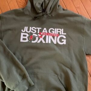 NWOT BOXING GIRL HOODIE NEW ARMY GREEN SIZE MEDIUM/ boxing girl apparel